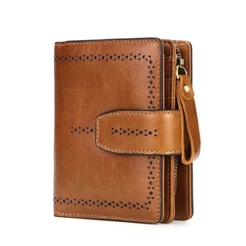 Роскошный женский кошелек из натуральной кожи RFID, винтажный кошелек с карманом на молнии, Высококачественная сумка для денег, женский подарок