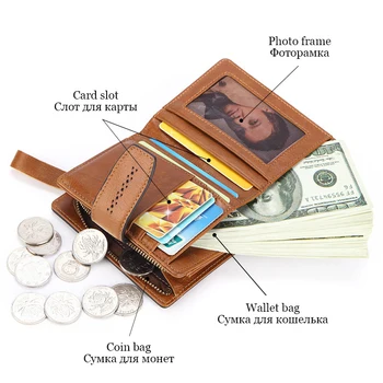 Роскошный женский кошелек из натуральной кожи RFID, винтажный кошелек с карманом на молнии, Высококачественная сумка для денег, женский подарок Изображение 2