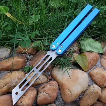THEONE SQUID 440 Лезвие, Алюминиевая ручка, Брошенный нож, Не Острый Охотничий нож для выживания, складной EDC Balisong Butterfly Knife Trainer