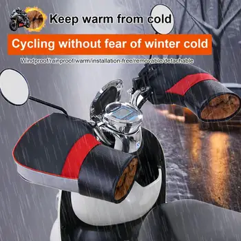 Перчатки на руль для мотоцикла Зимние, 2 шт., универсальные перчатки с ручкой, водонепроницаемые защитные зимние тепловые перчатки Изображение 2