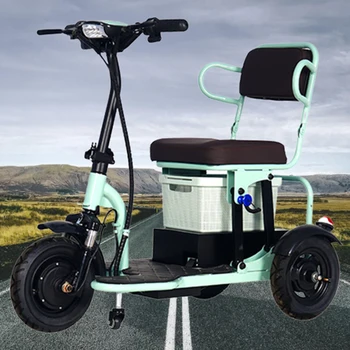 Складной электрический трехколесный велосипед, электромобиль мощностью 350 Вт, высокопроизводительное, долговечное транспортное средство с моторным приводом Изображение 2