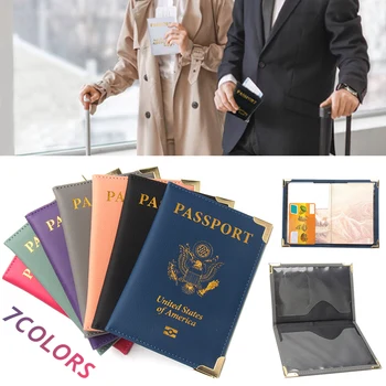 Обложка для паспорта США из искусственной кожи, держатель для американского паспорта для путешествий, Персонализированный значок, чехол для паспорта с Белоголовым Орланом, чехол для документов