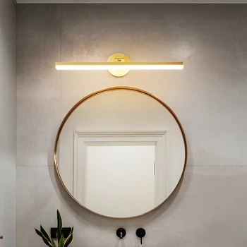 Скандинавский Медный светодиодный светильник для ванной комнаты, Водонепроницаемый Светильник для переднего зеркала, для гостиной, комода, прихожей, гардероба, настенный светильник