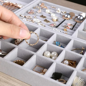 Бархатный лоток для хранения ювелирных изделий, кольцо, ожерелье, дисплей, органайзер, коробка, держатель для хранения
