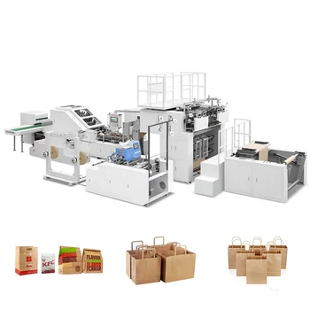 Автоматическая машина для изготовления бумажных пакетов из крафт-цемента с V-образным дном с печатной машиной Цена Машины для изготовления пищевых пакетов из крафт-бумаги