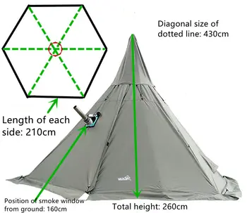 5-8 Человек Кемпинг Типи Палатка Роскошное Укрытие Сверхлегкая Пирамидальная Палатка С Дымоходным Отверстием Печное Окно Высококачественная Индийская Палатка Изображение 2