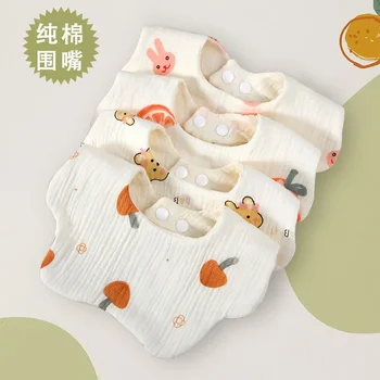 Детское полотенце из хлопчатобумажного крепа, молочко от рвоты, квадратный 6-слойный поворотный нагрудник с лепестками для новорожденных